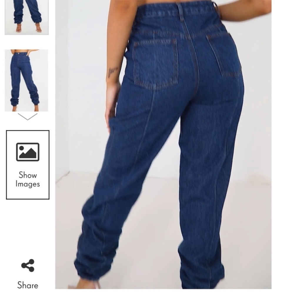 Prettylittlething MID WASH DENIM ELASTICATED HEM JEANS - Picture 12 of 14